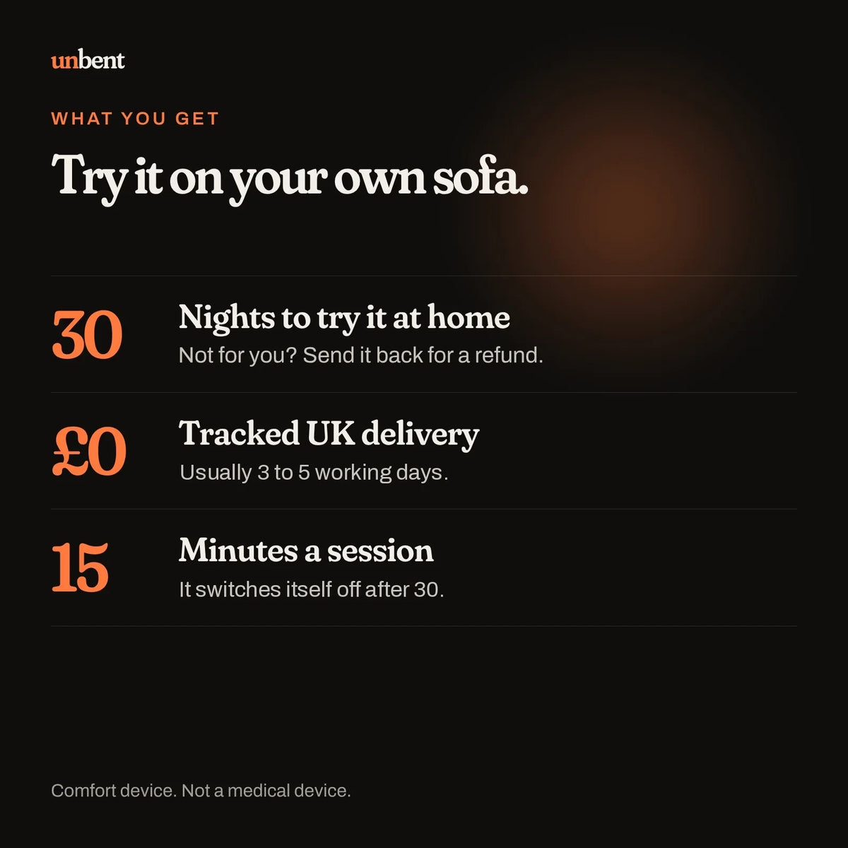 What you get: 30-night home trial, free tracked UK delivery, fifteen-minute sessions